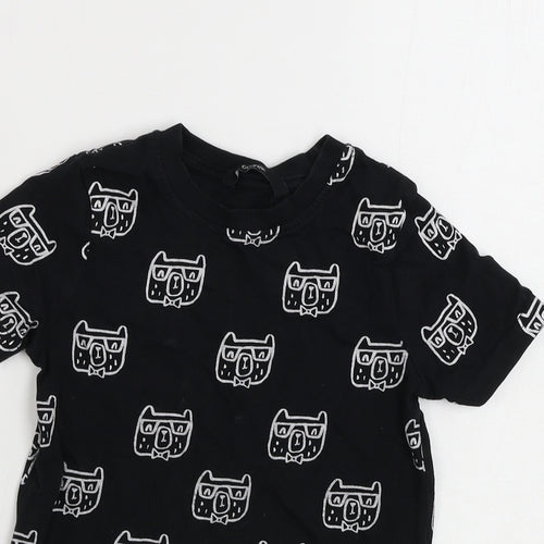 George Boys Black Animal Print  Basic T-Shirt Size 2-3 Years