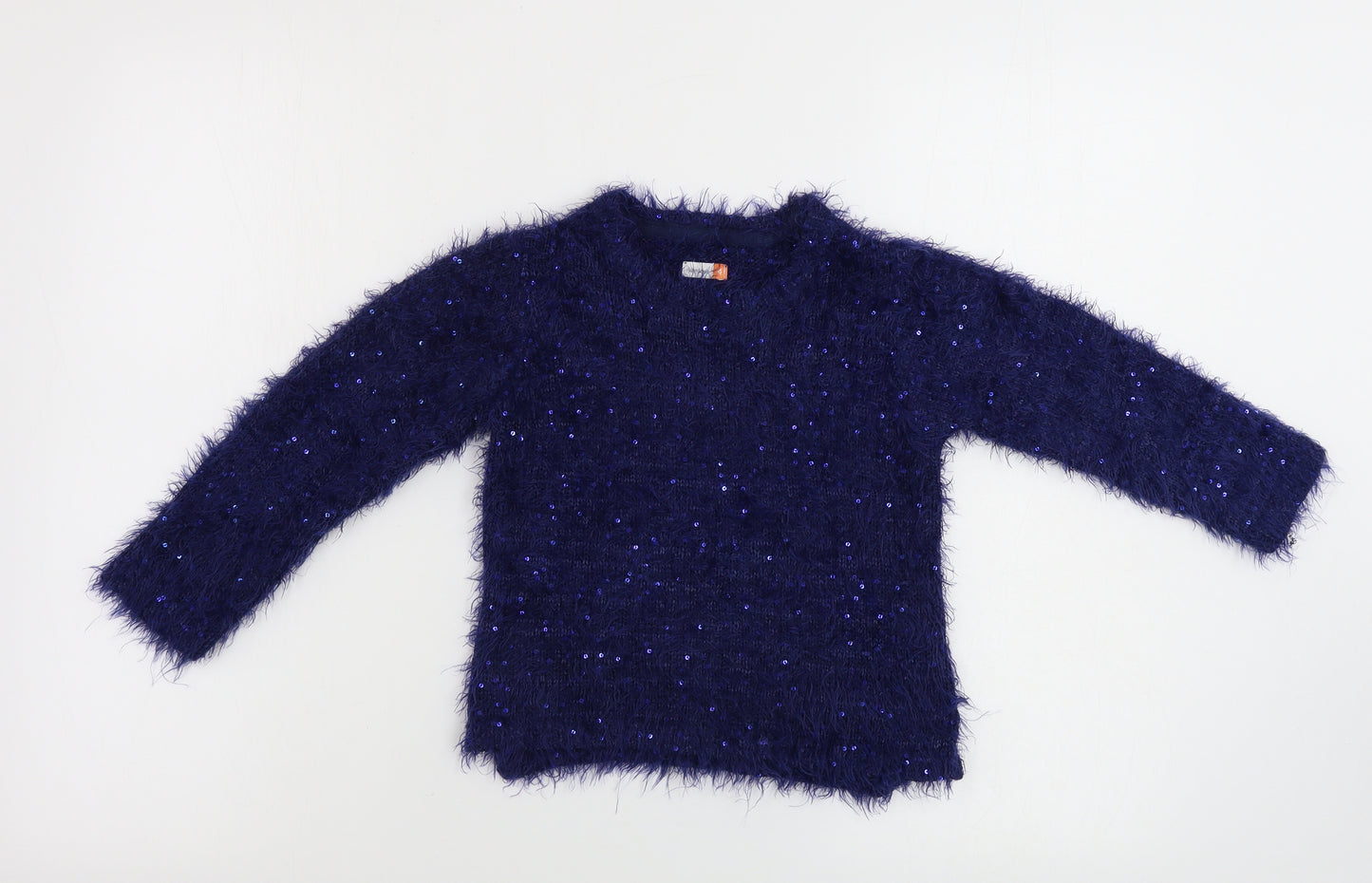 John Lewis Girls Blue   Pullover Jumper Size 4 Years  - sequin detail