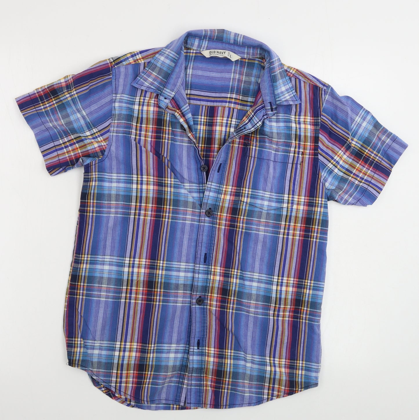 Old Navy Mens Blue Check   Button-Up Size L
