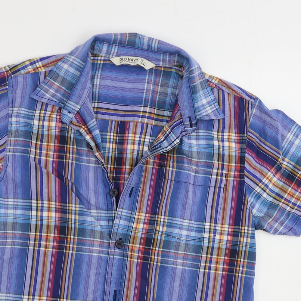 Old Navy Mens Blue Check   Button-Up Size L