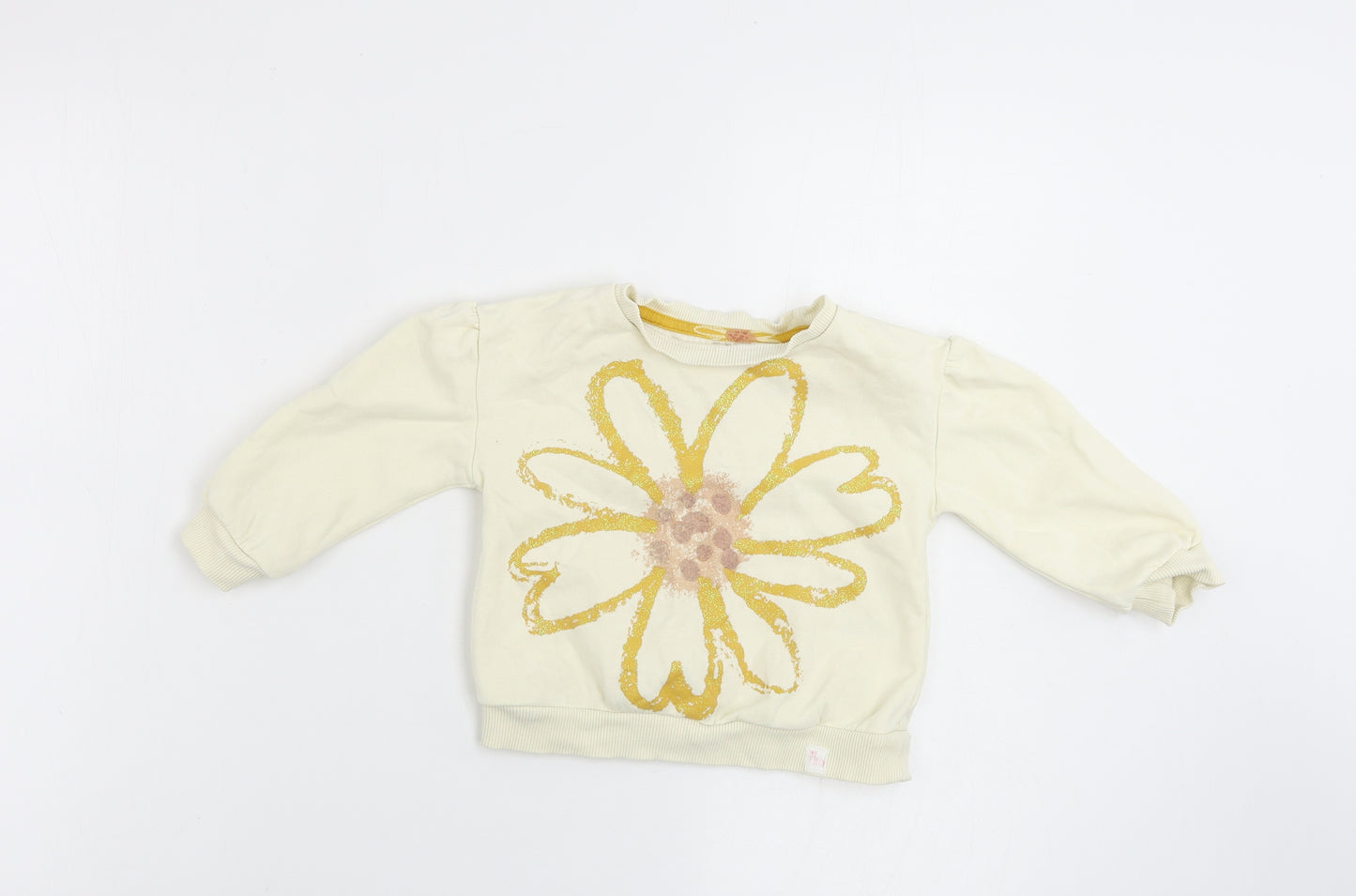 Nutmeg  Girls Beige Floral  Pullover Jumper Size 2 Years
