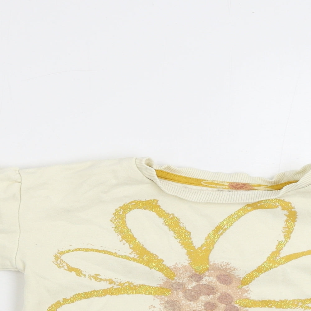 Nutmeg  Girls Beige Floral  Pullover Jumper Size 2 Years
