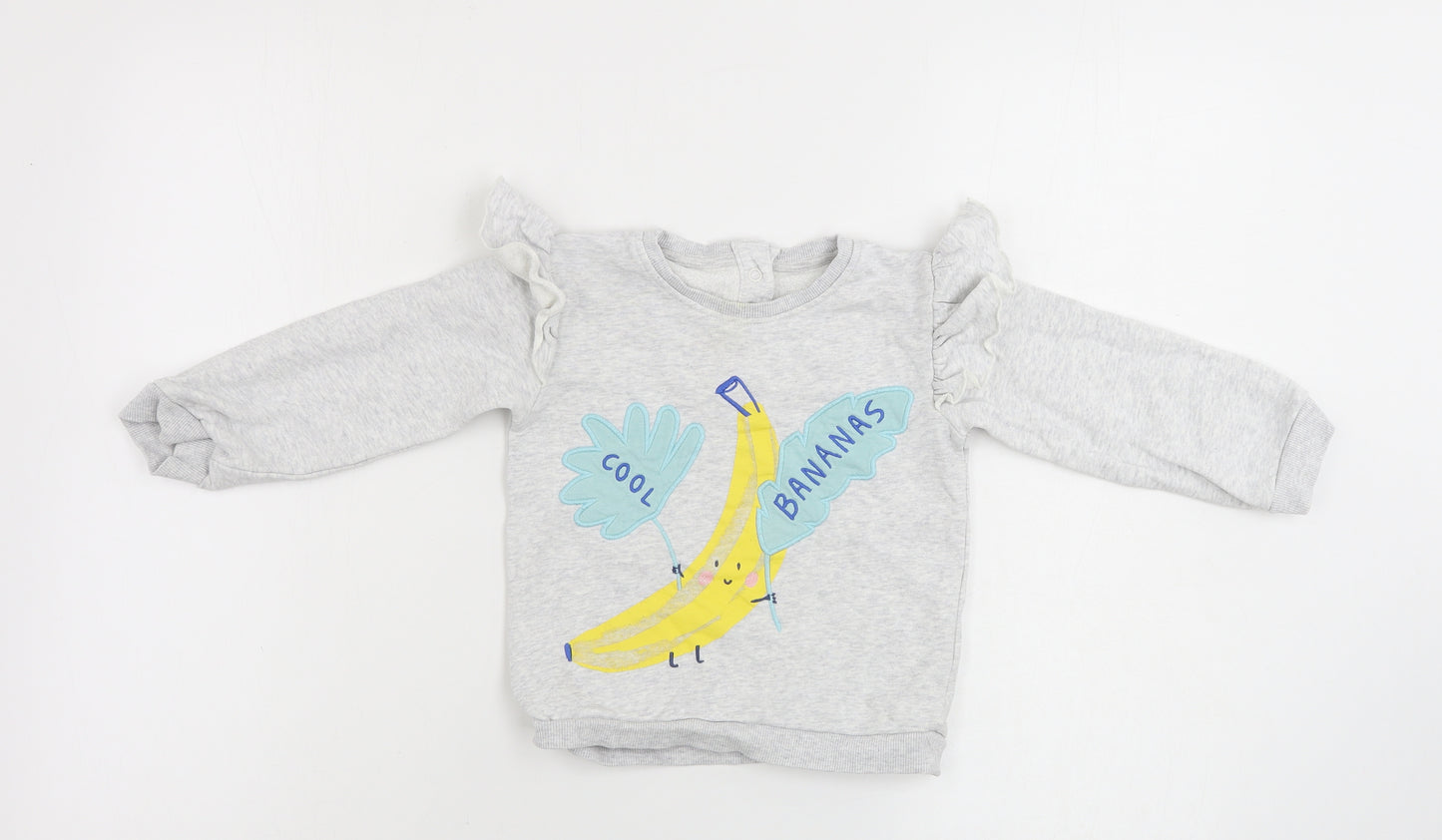 Marks and Spencer  Girls Grey   Pullover Jumper Size 18-24 Months