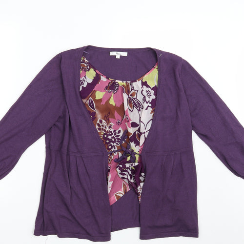 Klass Womens Purple Floral  Pullover Jumper Size L