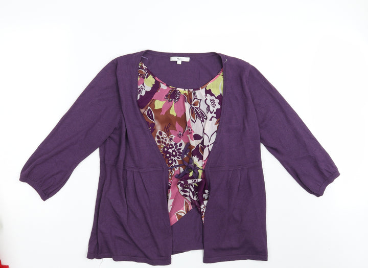 Klass Womens Purple Floral Pullover Jumper Size L