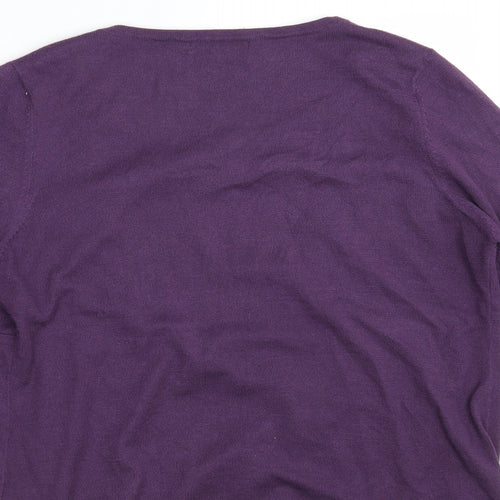 Klass Womens Purple Floral  Pullover Jumper Size L
