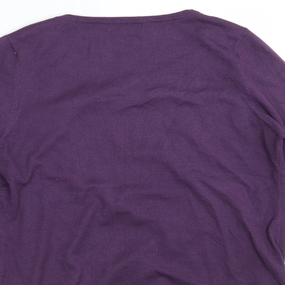 Klass Womens Purple Floral  Pullover Jumper Size L