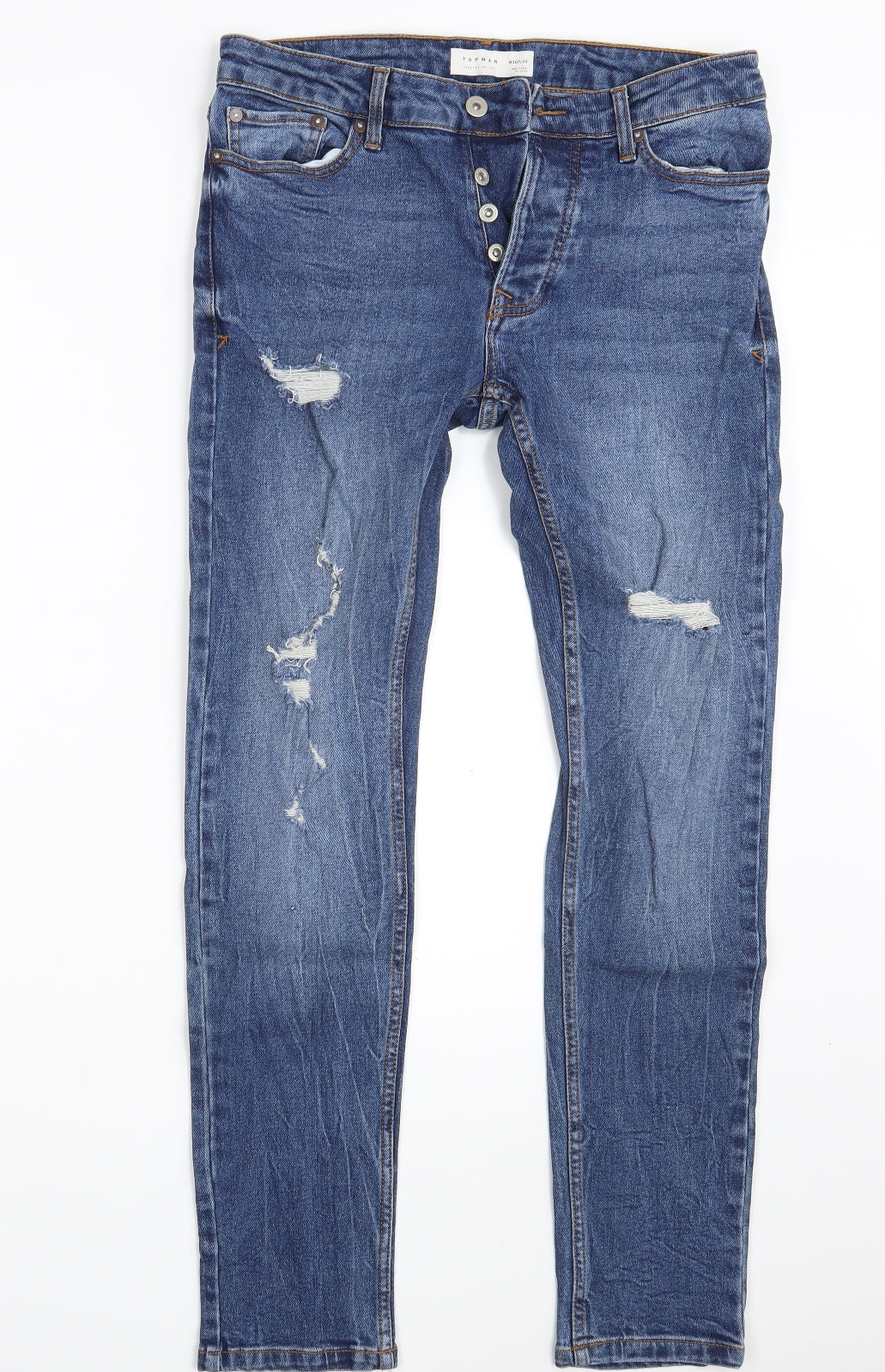 Topman Mens Blue  Denim Straight Jeans Size 30 in L32 in