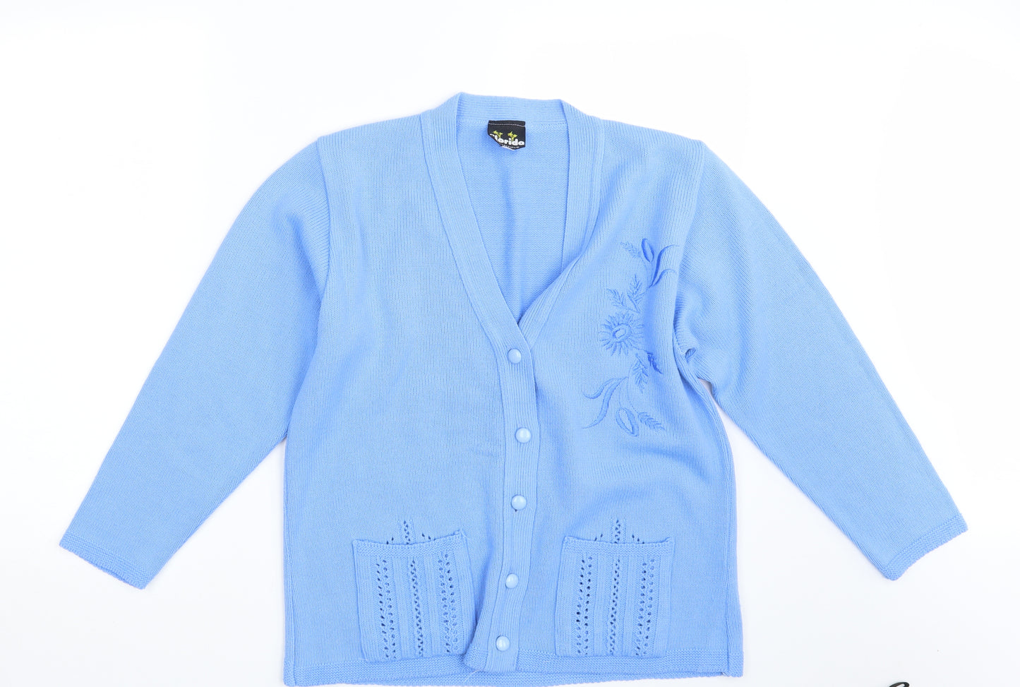 Florida Womens Blue  Knit Cardigan Jumper Size M