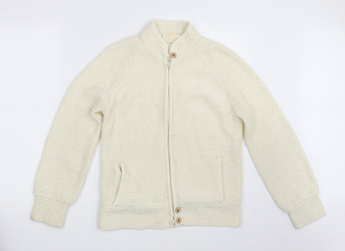 Emreco Womens Ivory  Knit Full Zip Jumper One Size