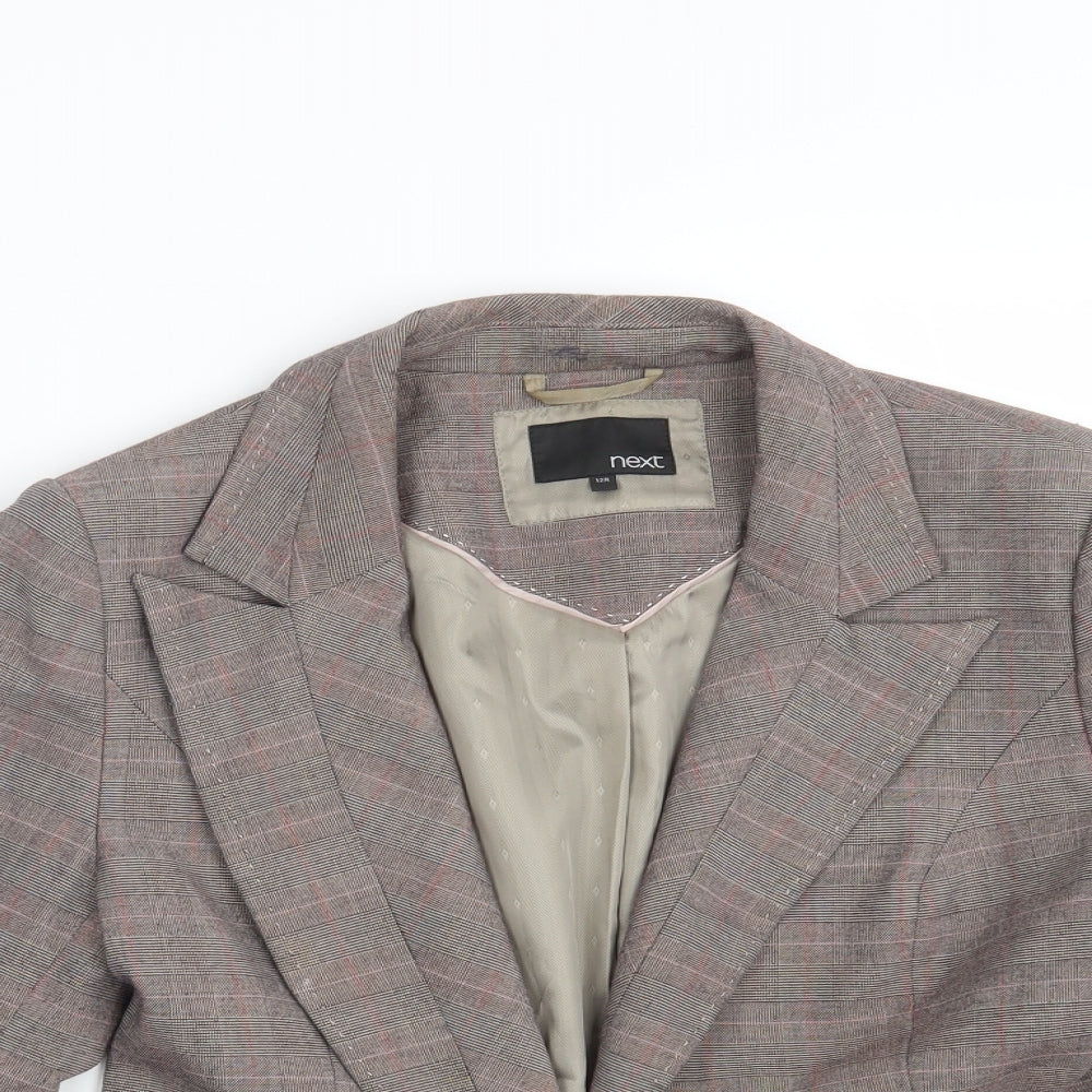 NEXT Womens Brown Check  Jacket Blazer Size 12