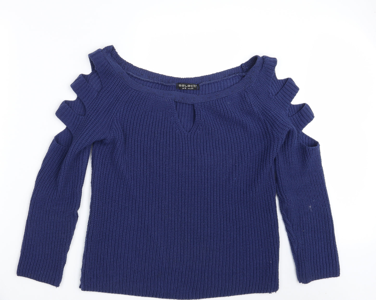 Select Womens Blue  Knit Pullover Jumper Size 16