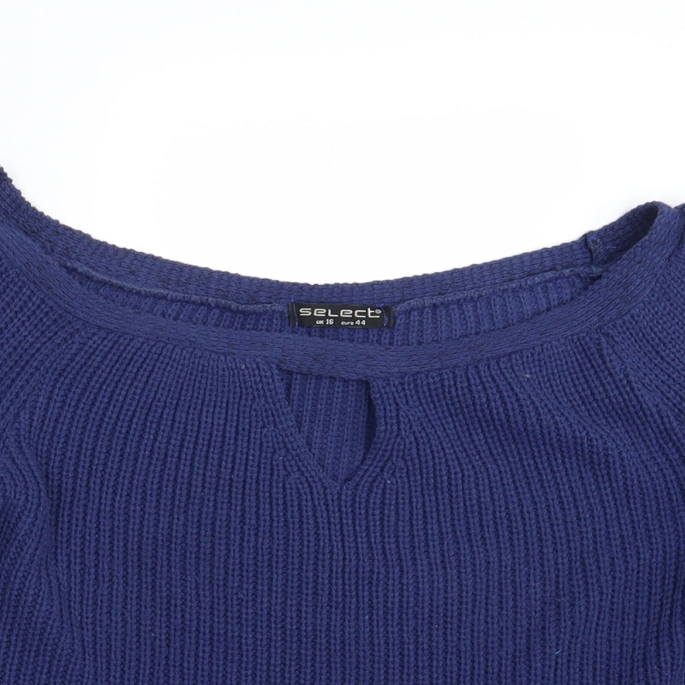 Select Womens Blue  Knit Pullover Jumper Size 16