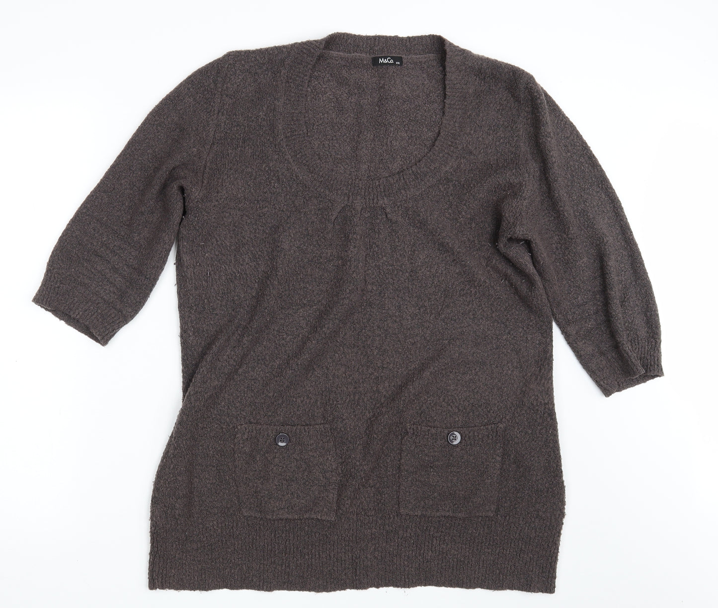 M & Co. Womens Brown  Knit Pullover Jumper Size 2XL