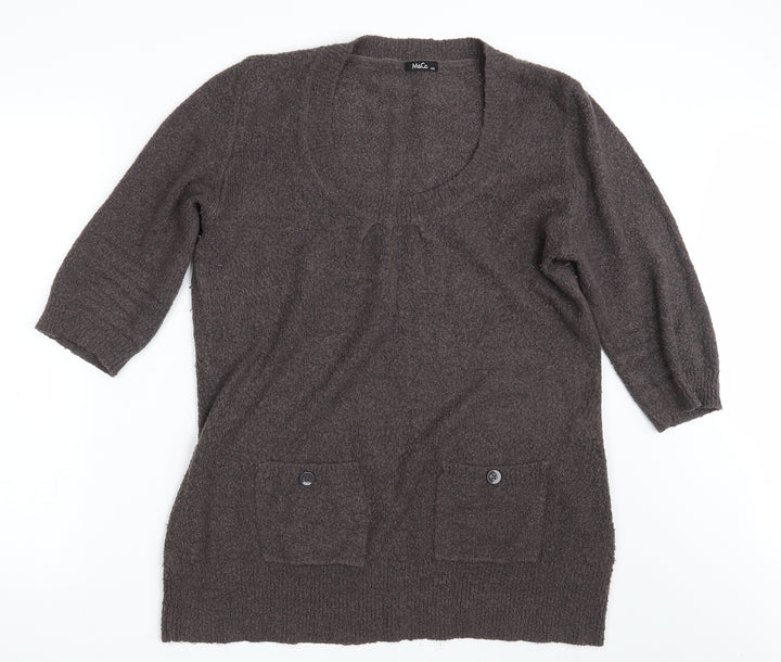 M & Co. Womens Brown  Knit Pullover Jumper Size 2XL