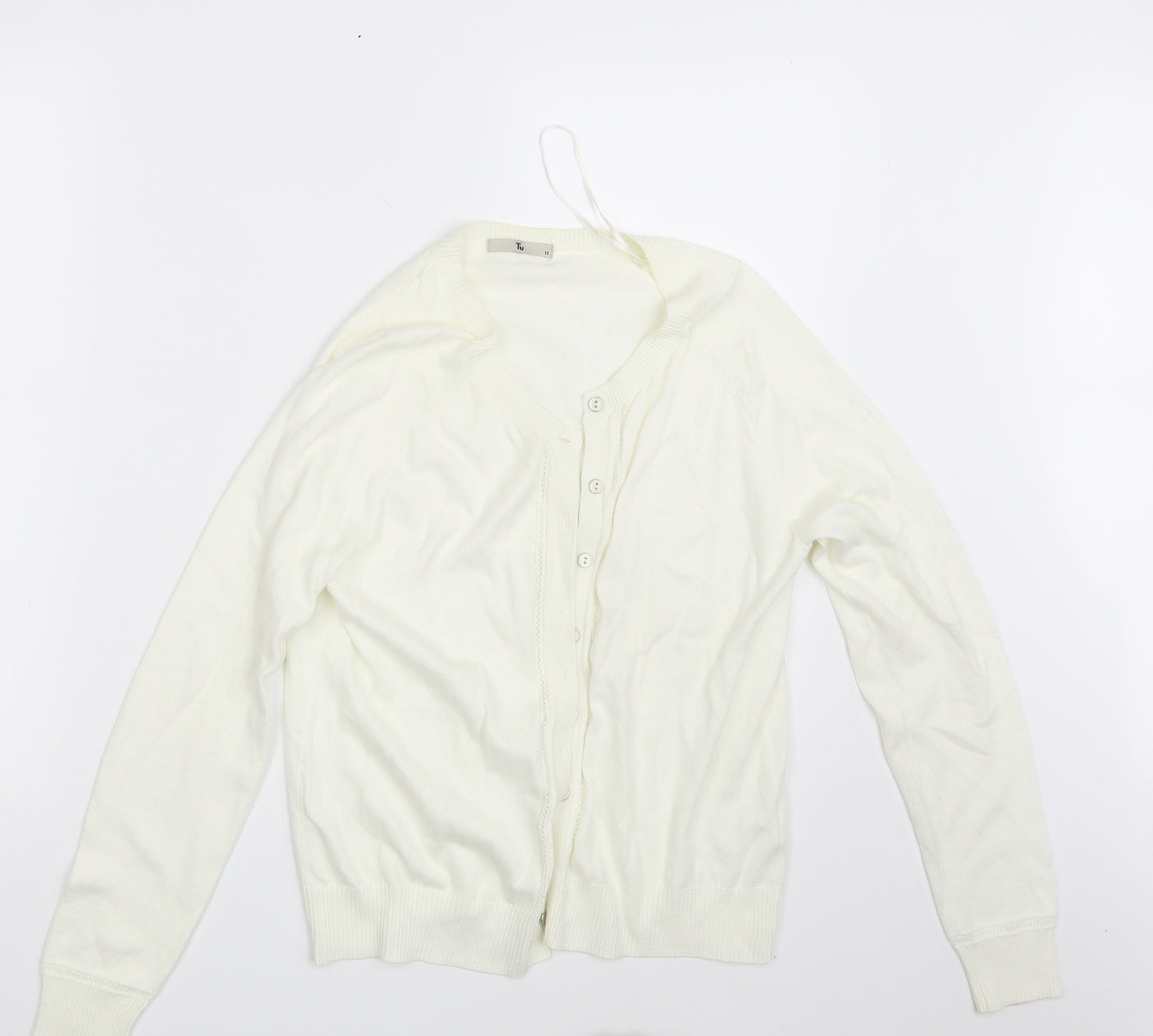TU Womens Ivory  Knit Cardigan Jumper Size 12