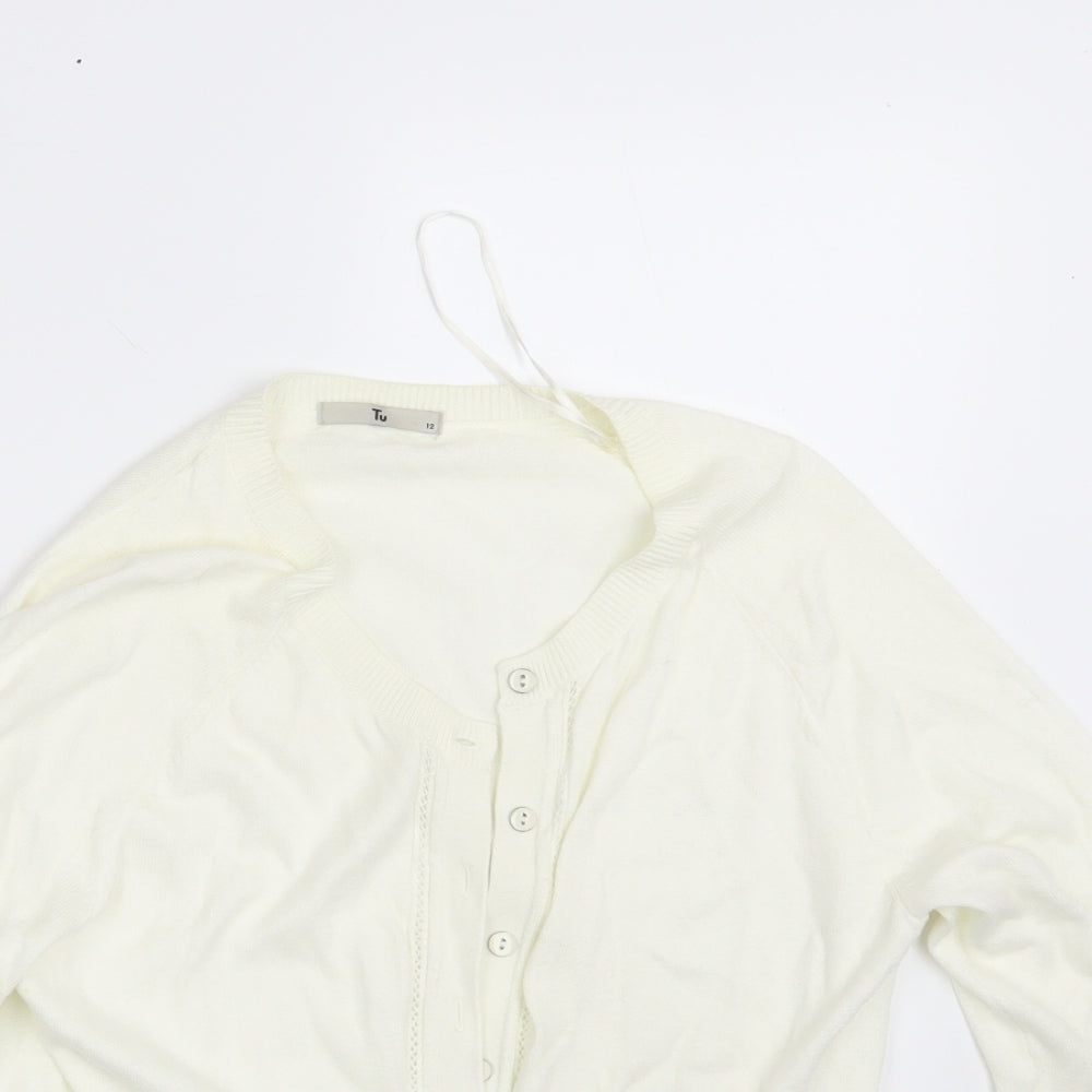 TU Womens Ivory  Knit Cardigan Jumper Size 12
