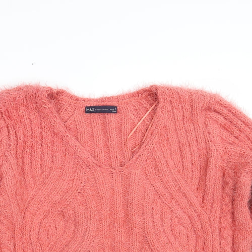 M&S Womens Pink  Knit Pullover Jumper Size L