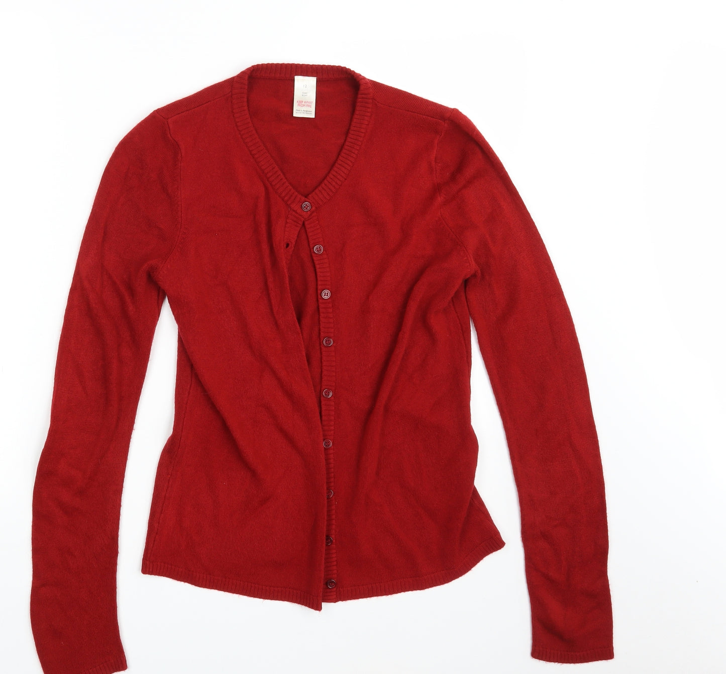 Preworn Womens Red  Knit Cardigan Jumper Size 12