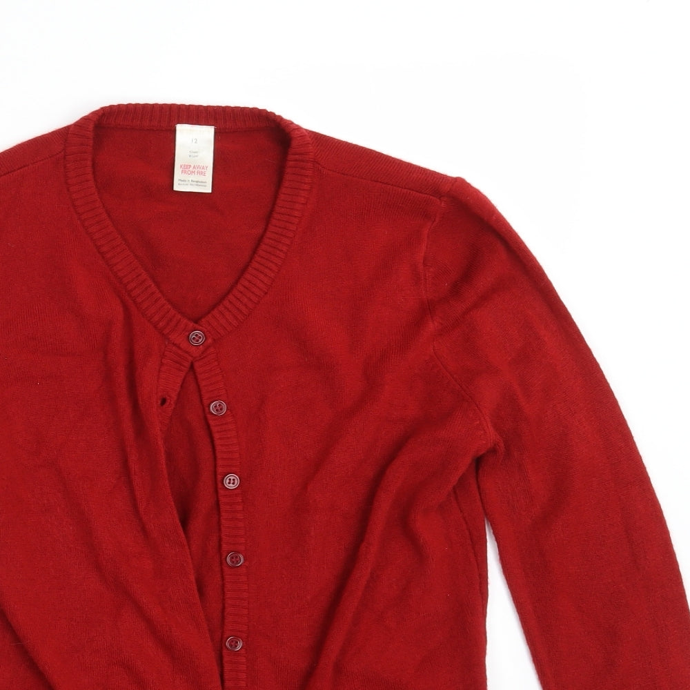 Preworn Womens Red  Knit Cardigan Jumper Size 12