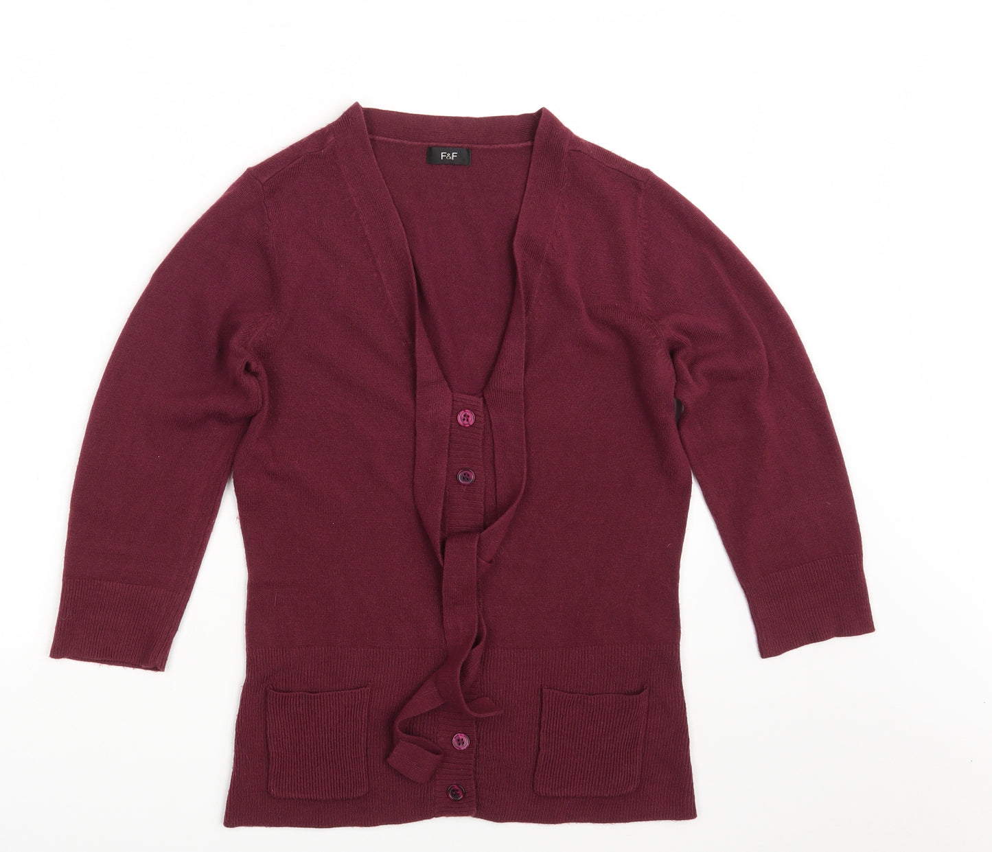 F&F Womens Purple  Knit Cardigan Jumper Size 12