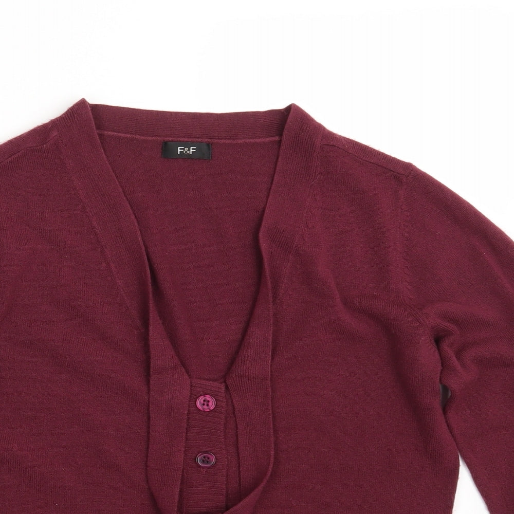 F&F Womens Purple  Knit Cardigan Jumper Size 12