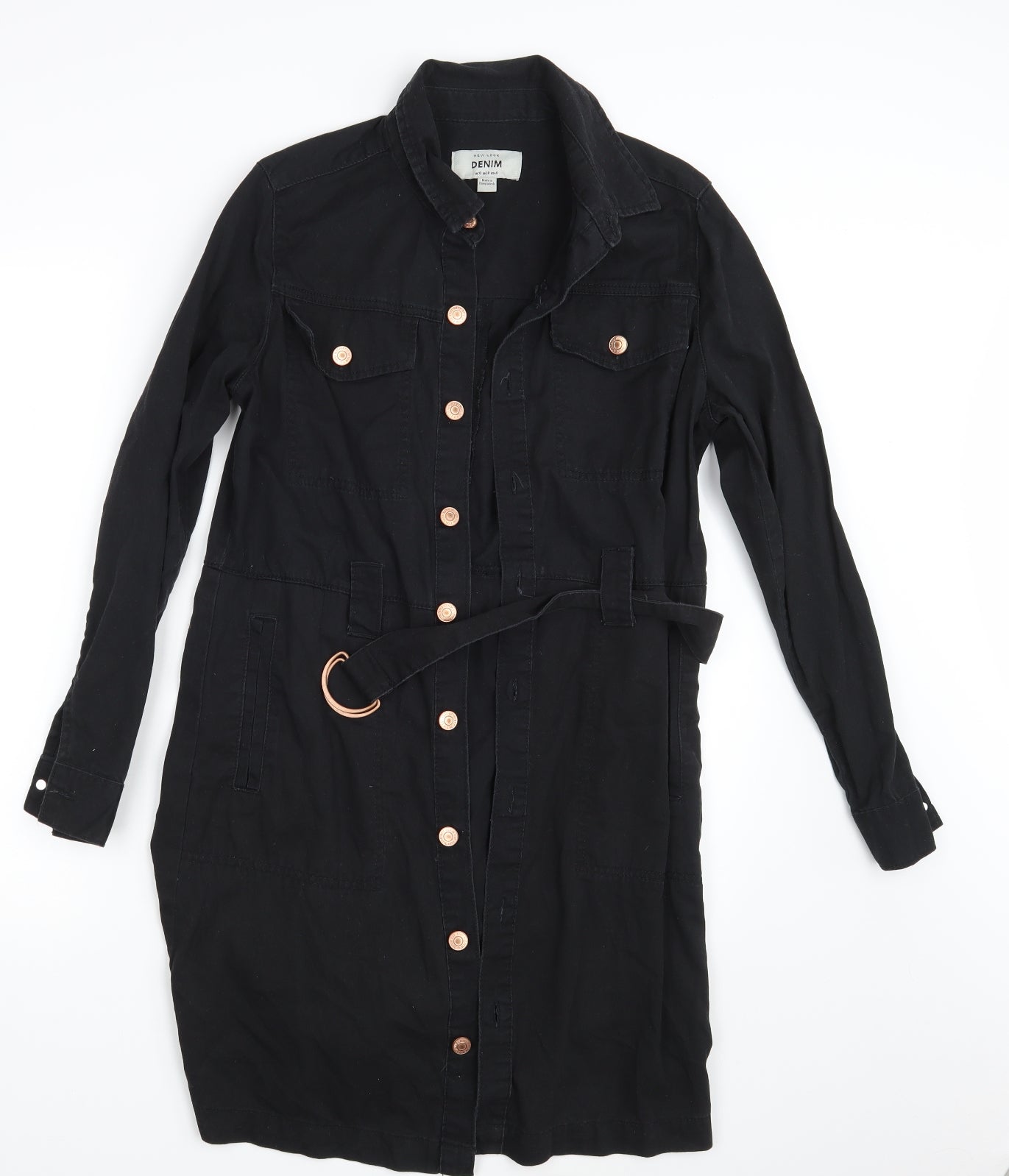 New Look Womens Black  Denim Shirt Dress  Size 10