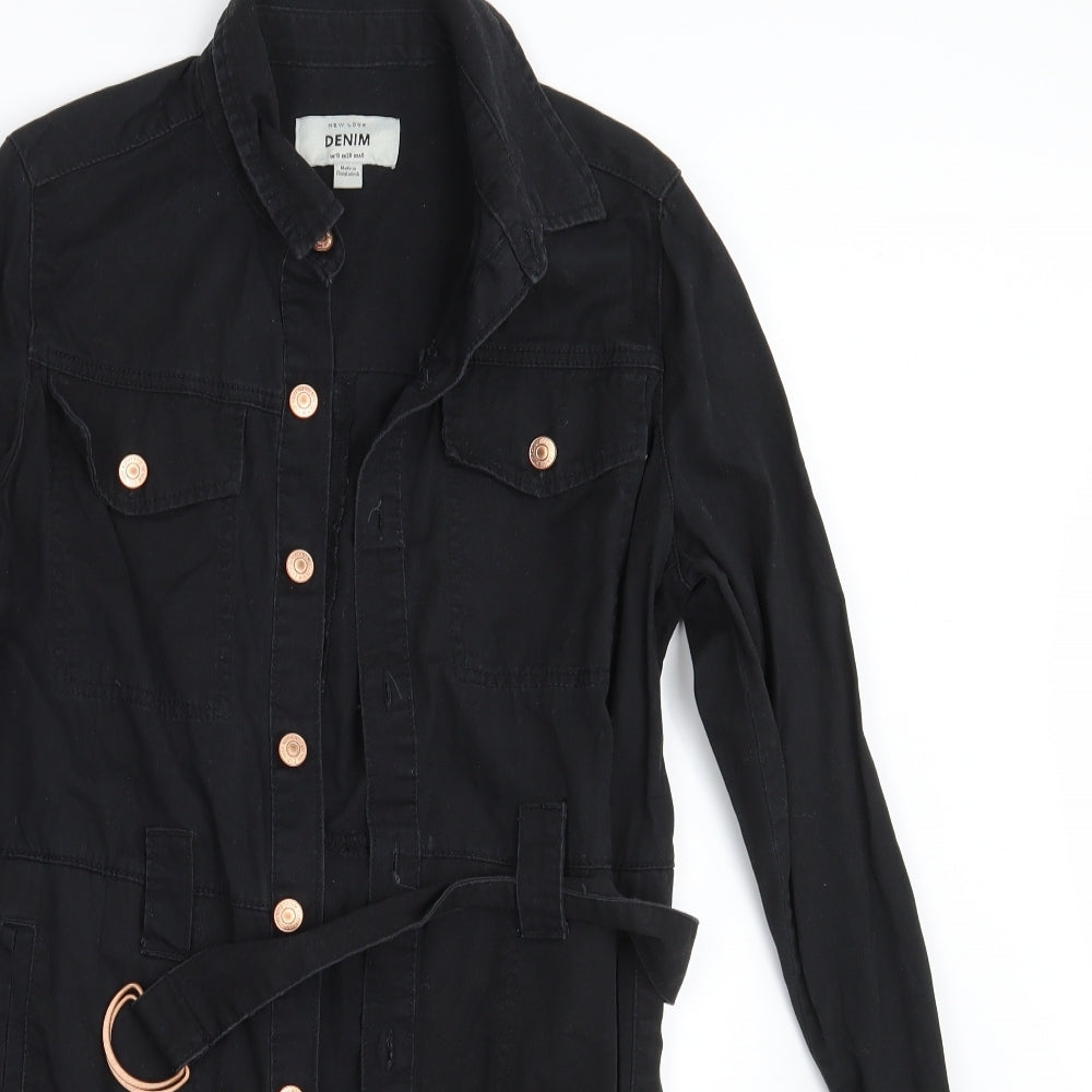 New Look Womens Black  Denim Shirt Dress  Size 10