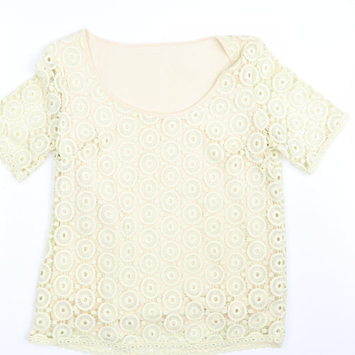 Preworn Womens Yellow Floral  Basic T-Shirt One Size