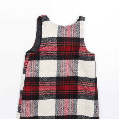 F&F Girls Multicoloured Check  Pinafore/Dungaree Dress  Size 12-18 Months