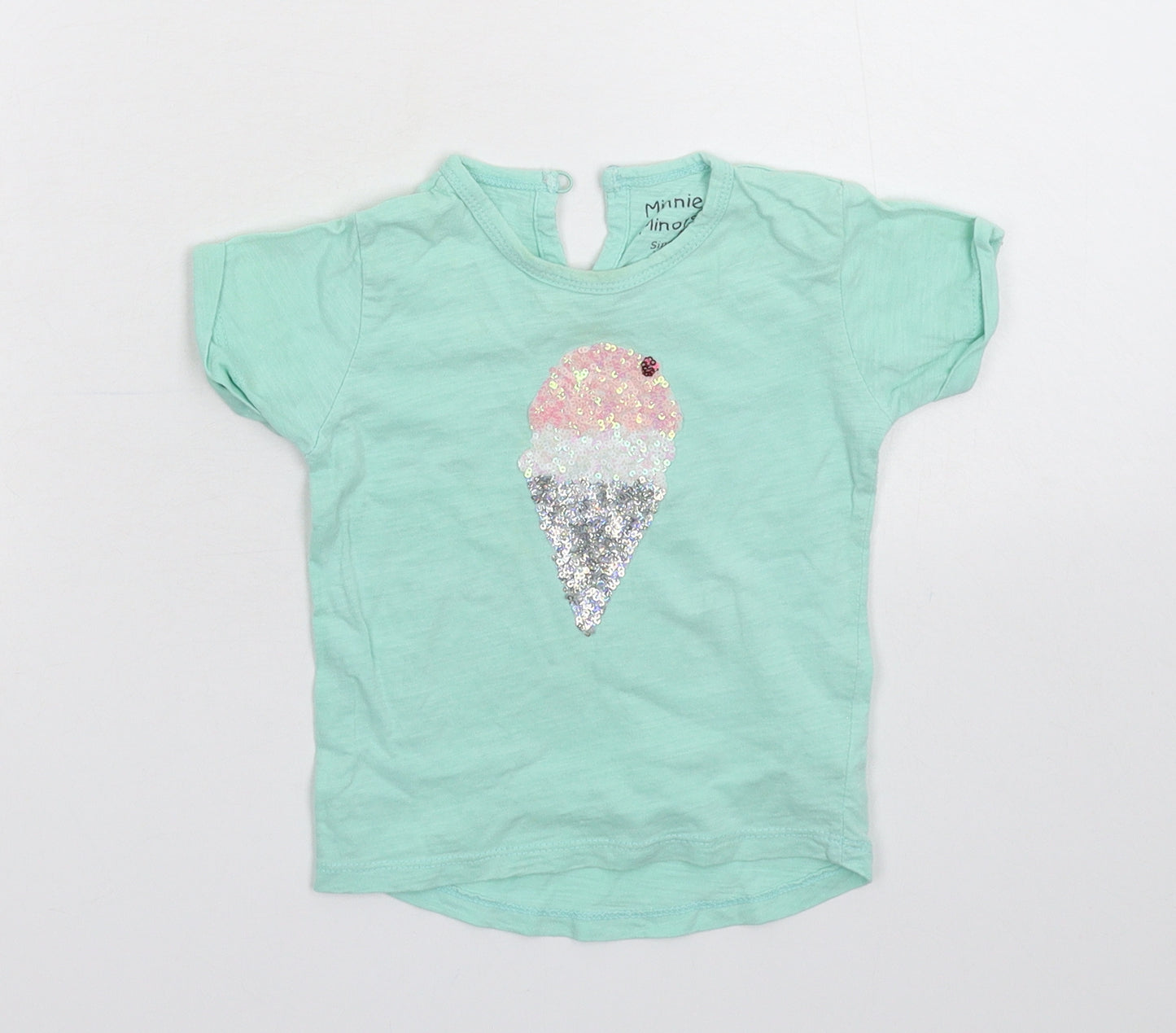 Minnie Minors Girls Green   Basic T-Shirt Size 12-18 Months