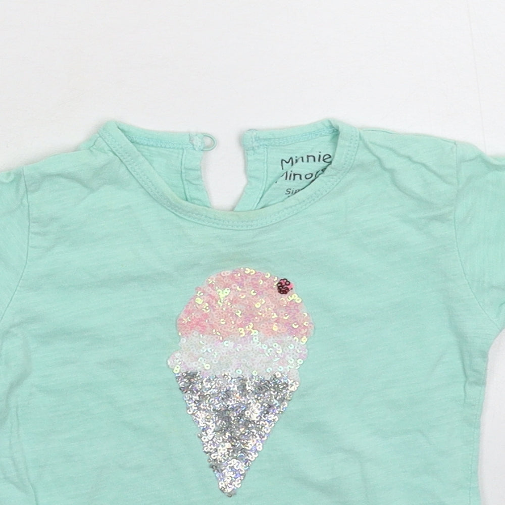 Minnie Minors Girls Green   Basic T-Shirt Size 12-18 Months