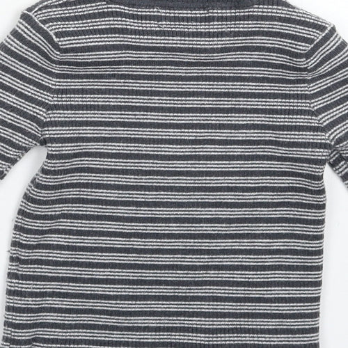 Primark Girls Grey Striped Knit Pullover Jumper Size 5-6 Years