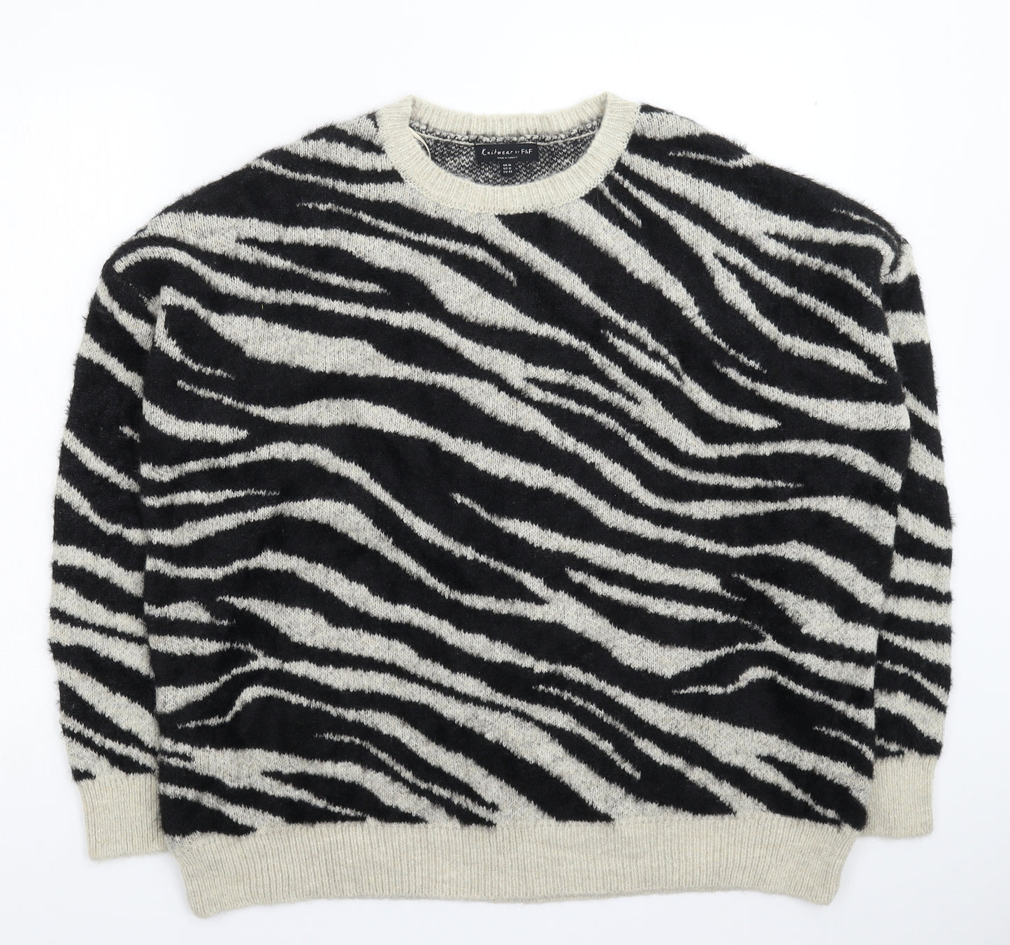 F&F Womens Multicoloured Animal Print Knit Pullover Jumper Size 16