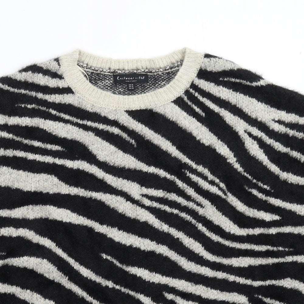 F&F Womens Multicoloured Animal Print Knit Pullover Jumper Size 16