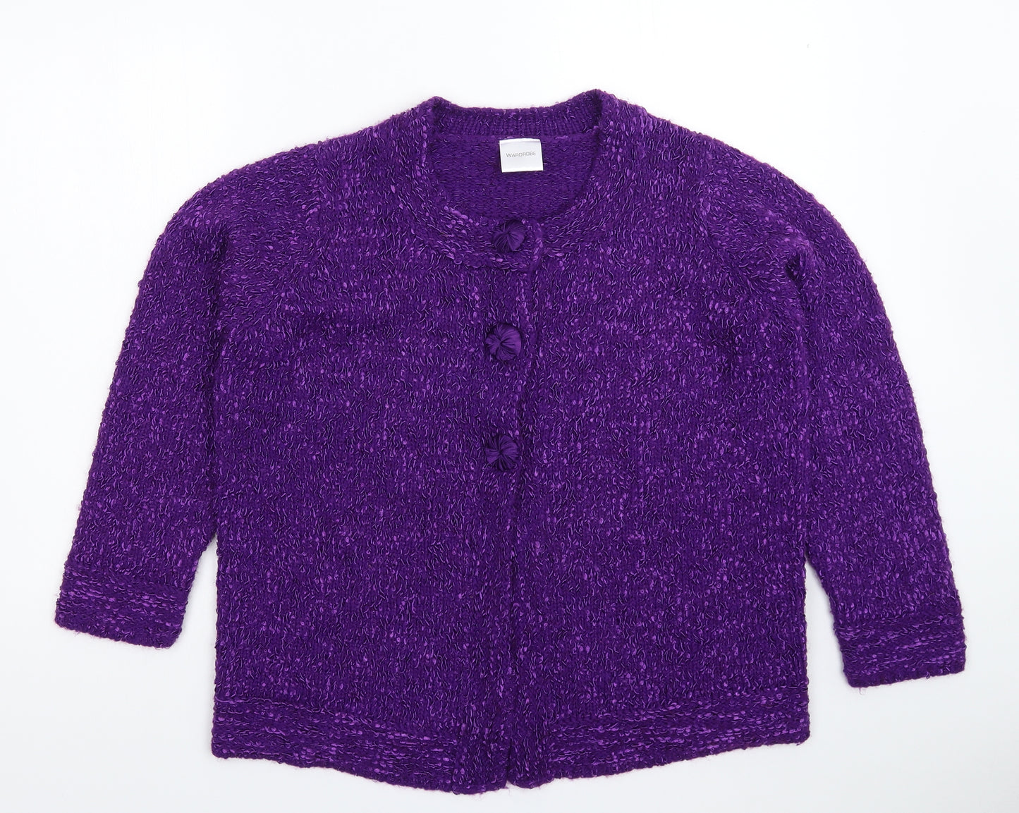 Wardrobe Womens Purple  Knit Jacket Coatigan Size 16