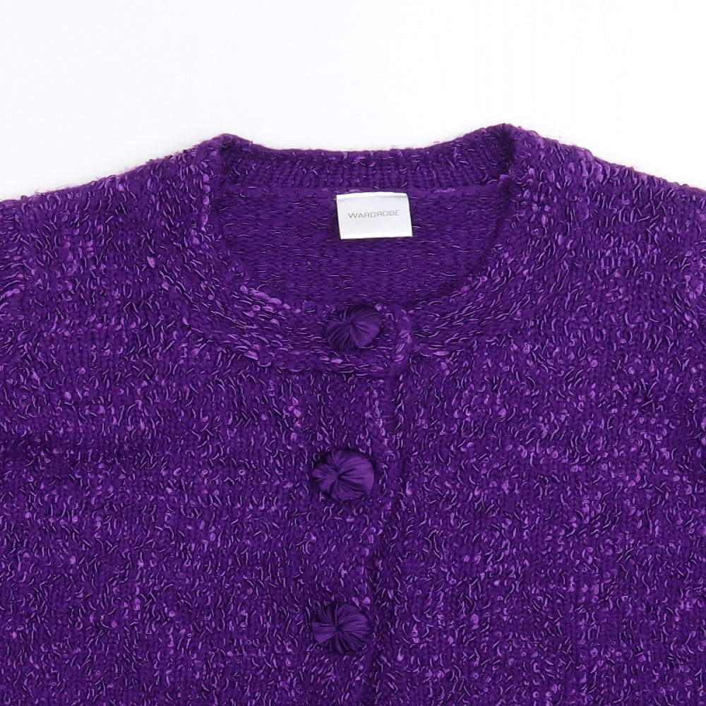 Wardrobe Womens Purple  Knit Jacket Coatigan Size 16
