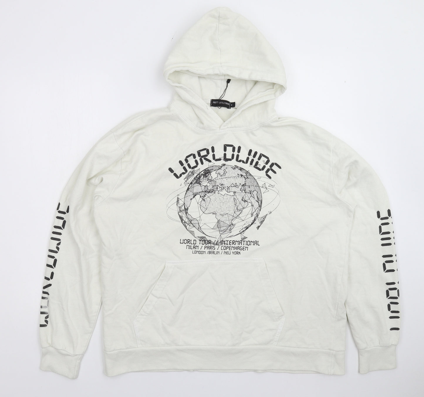 PRETTYLITTLETHING Womens White   Pullover Hoodie Size M