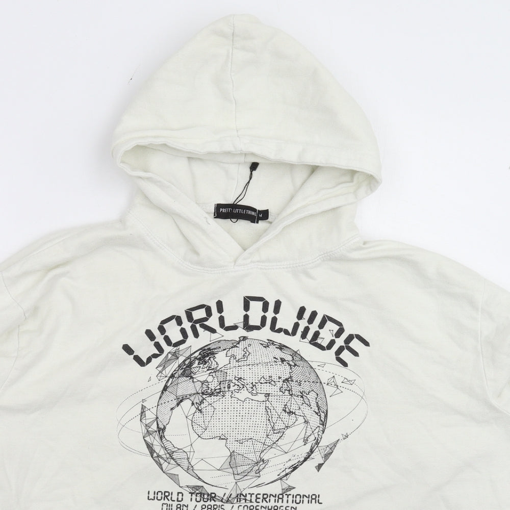 PRETTYLITTLETHING Womens White   Pullover Hoodie Size M