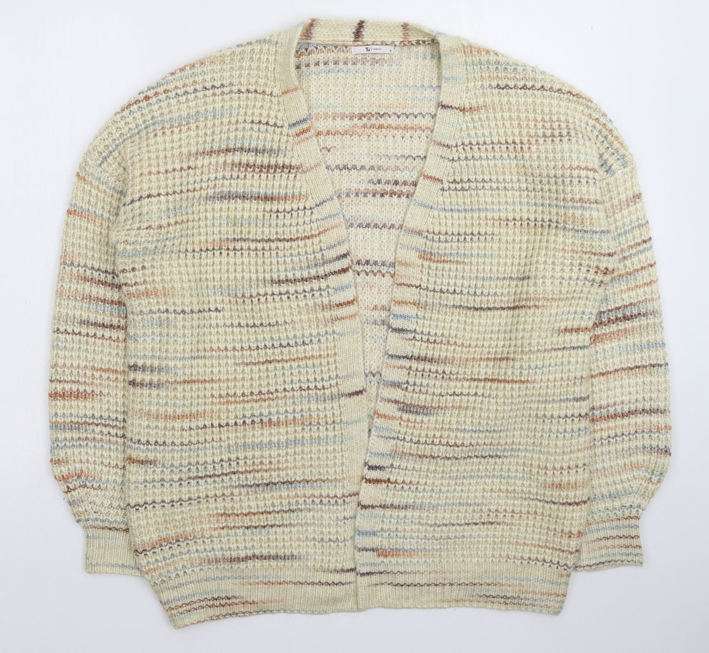 TU Womens Grey Striped Knit Cardigan Jumper Size M  - Oversized