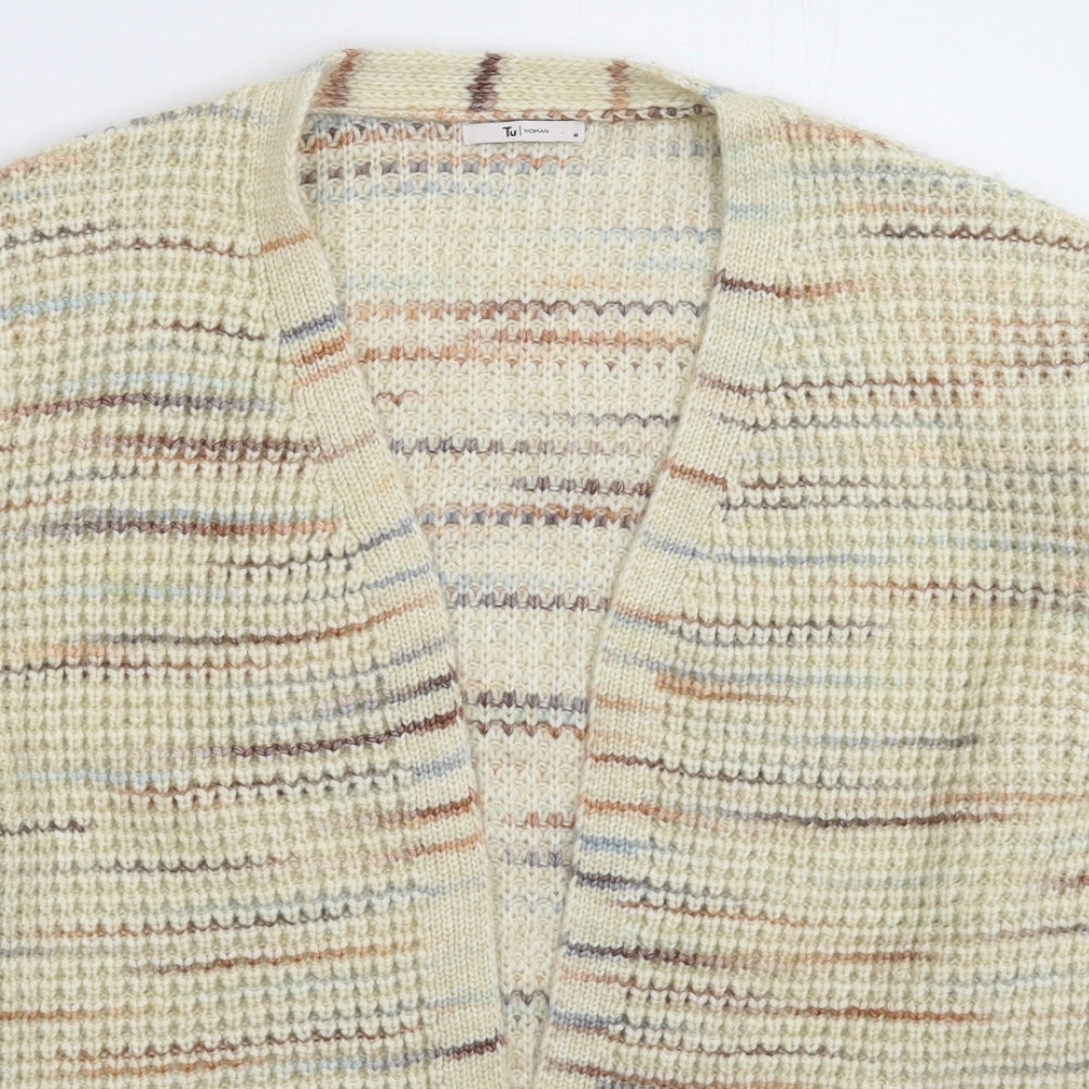 TU Womens Grey Striped Knit Cardigan Jumper Size M  - Oversized