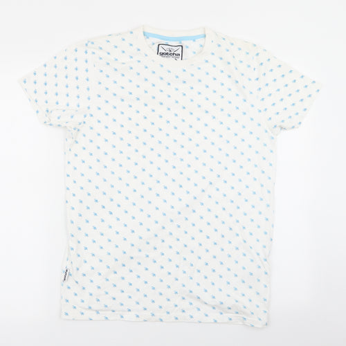 Gotcha Womens White Geometric  Basic T-Shirt Size M