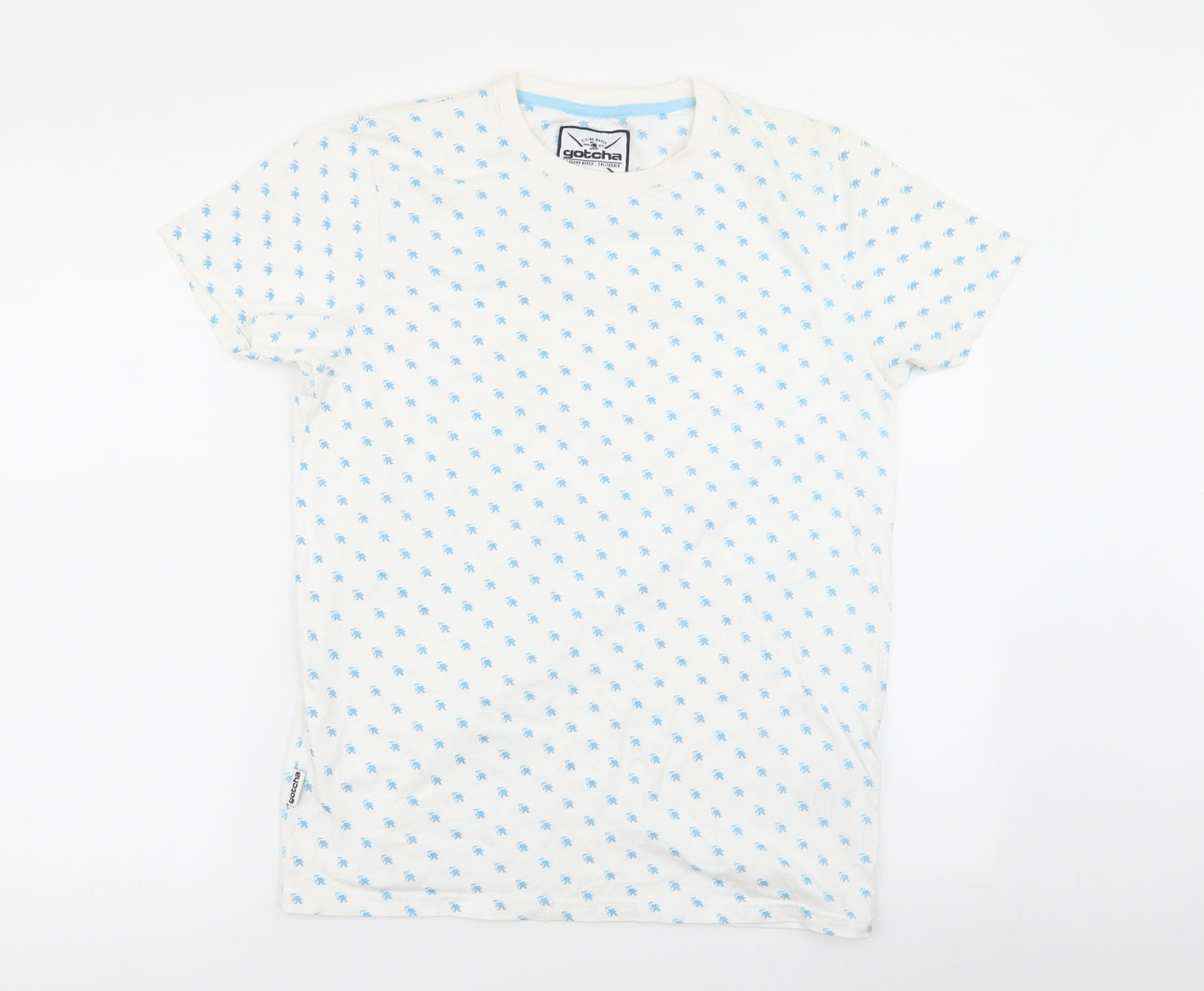 Gotcha Womens White Geometric  Basic T-Shirt Size M