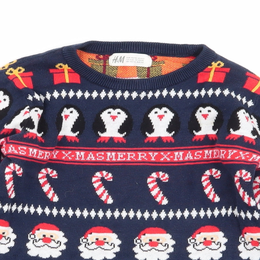 H&M Boys Multicoloured Geometric  Pullover Jumper Size 5-6 Years  - christmas