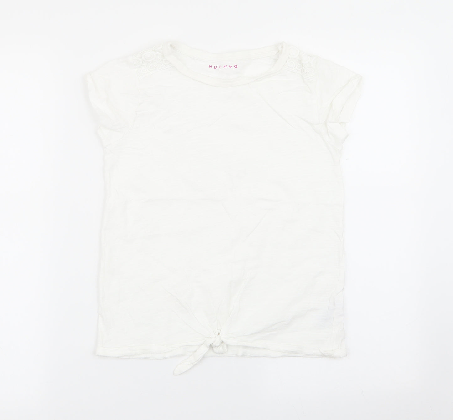 Nutmeg Girls White   Basic T-Shirt Size 10-11 Years