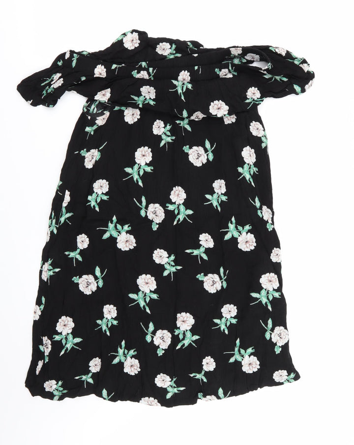 Dorothy Perkins Womens Black Floral  Basic Blouse Size 14