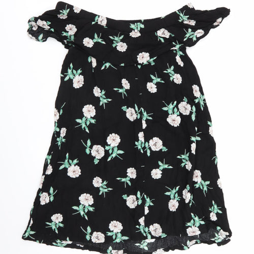 Dorothy Perkins Womens Black Floral  Basic Blouse Size 14