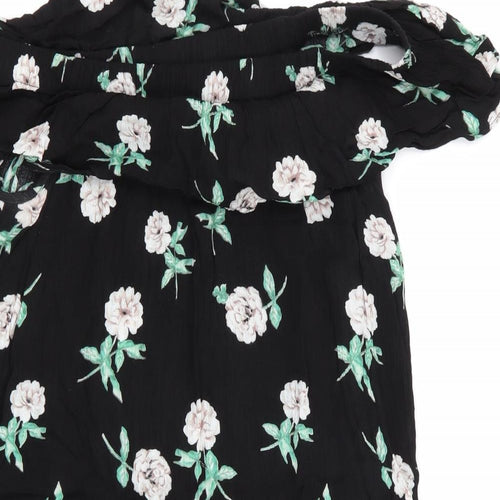 Dorothy Perkins Womens Black Floral  Basic Blouse Size 14