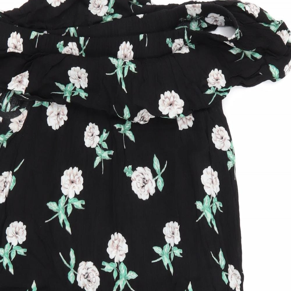 Dorothy Perkins Womens Black Floral  Basic Blouse Size 14