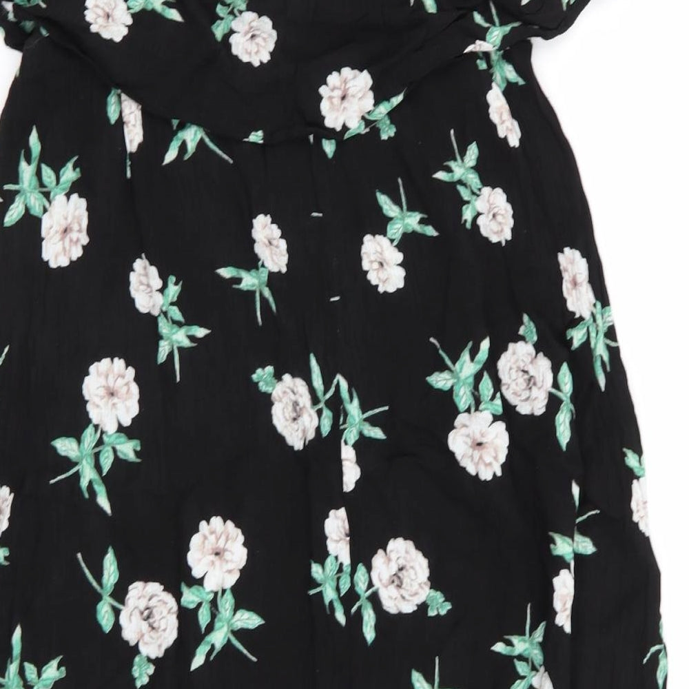 Dorothy Perkins Womens Black Floral  Basic Blouse Size 14